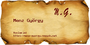 Menz György névjegykártya