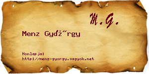 Menz György névjegykártya